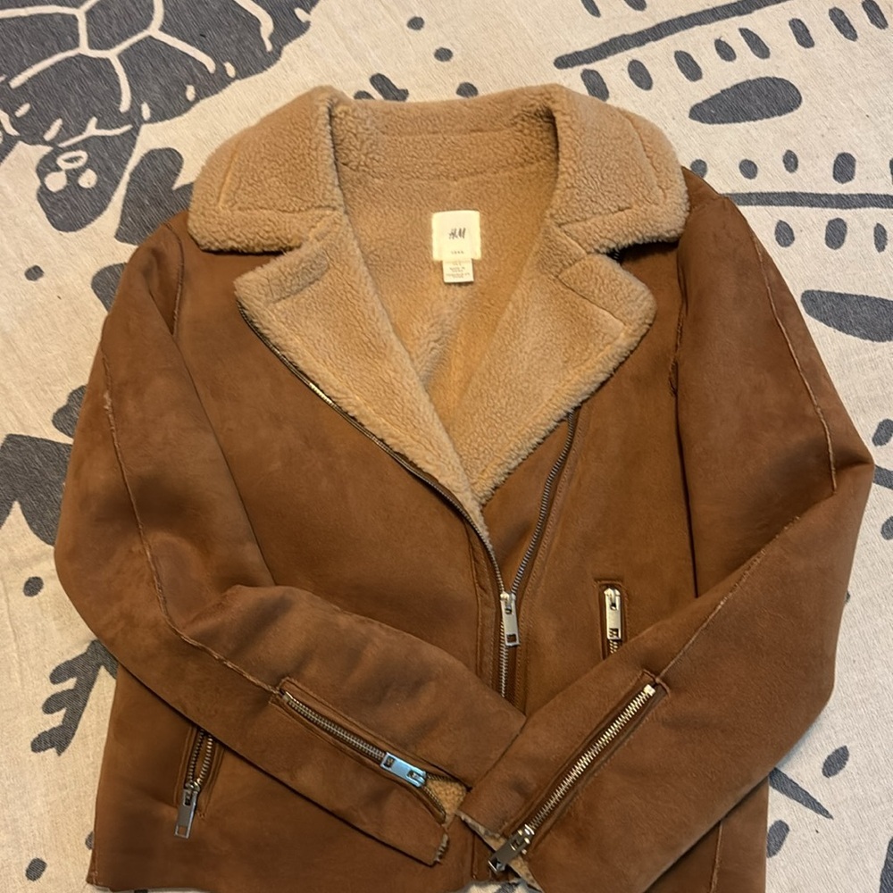 H&M faux suede jacket size 2 brown - Picture 5 of 7